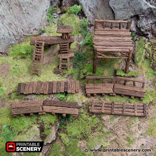 Rickety Platforms  - Hagglethorn Hollow - Printable Scenery Terrain Wargaming D&D DnD