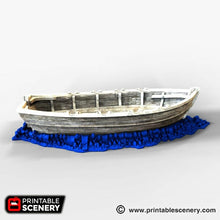 Load image into Gallery viewer, Long Boat - Row Boat - The Lost Islands - Printable Scenery 28mm 32mm Wargaming Terrain D&D, DnD