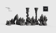 Load image into Gallery viewer, Crystal Clusters and Pillars - 15mm 28mm 32mm Wilds of Wintertide Wargaming Terrain D&D, DnD