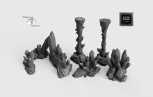 Load image into Gallery viewer, Crystal Clusters and Pillars - 15mm 28mm 32mm Wilds of Wintertide Wargaming Terrain D&D, DnD