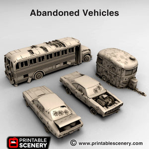 Abandoned Vehicle Set - 15mm 28mm 20mm 32mm Brave New Worlds Wasteworld Gaslands Terrain Scatter D&D DnD