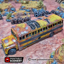 Load image into Gallery viewer, Abandoned School Bus - 15mm 28mm 20mm 32mm Brave New Worlds Wasteworld Gaslands Terrain Scatter D&amp;D DnD