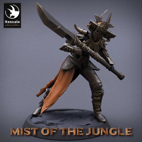 Amazon Light Soldier With Spear - Attack - Mist of the Jungle - Rescale Miniatures - Wargaming D&D DnD