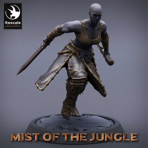 Amazon Heavy Soldier With Dagger - Run - Mist of the Jungle - Rescale Miniatures - Wargaming D&D DnD