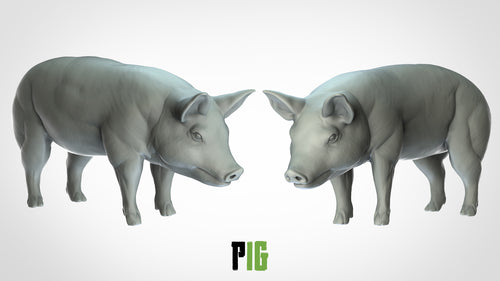 Pig - Animals - 3D IP Studios - Terrain Wargaming D&D DnD 28mm 32mm 40mm 54mm 75mm 100mm 125mm