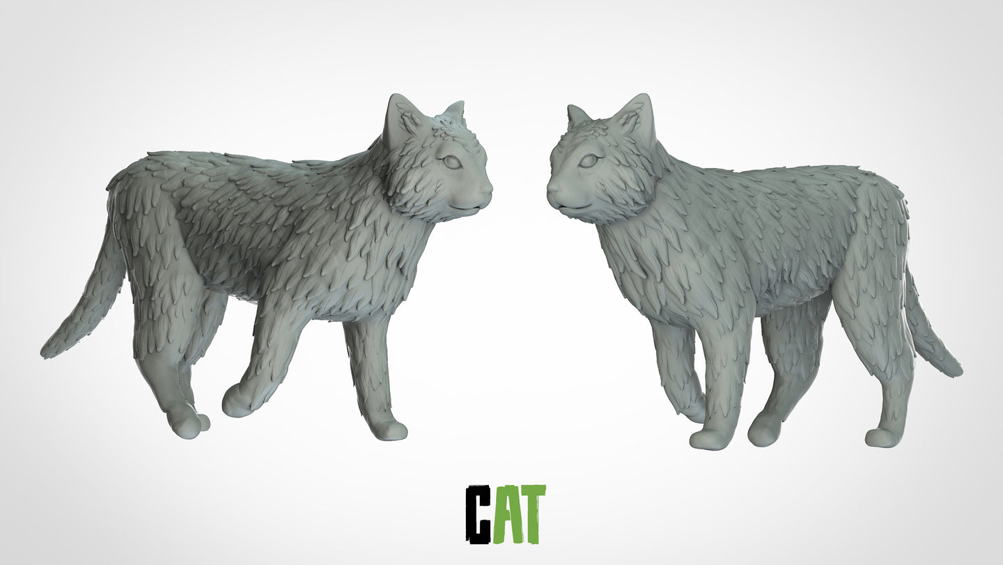 Cat - Animals - 3D IP Studios - Terrain Wargaming D&D DnD 28mm 32mm 40mm 54mm 75mm 100mm 125mm