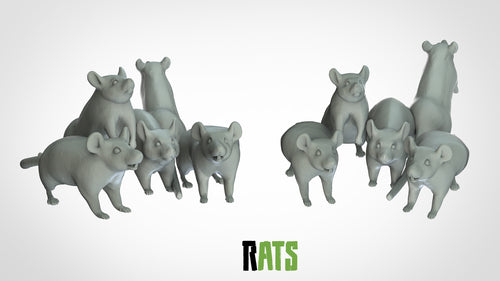 Rats - Animals - 3D IP Studios - Terrain Wargaming D&D DnD 28mm 32mm 40mm 54mm 75mm 100mm 125mm