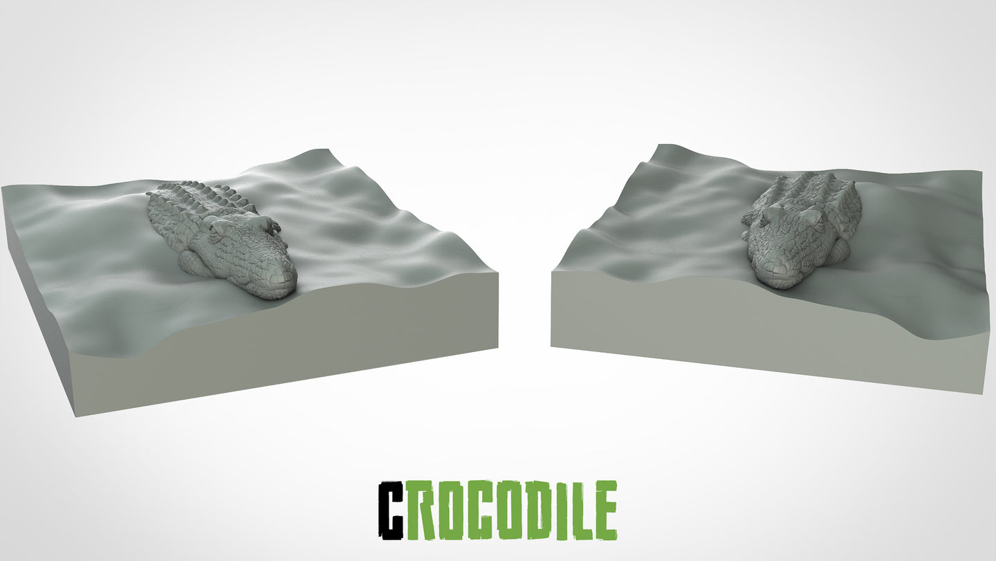 Crocodile in the water - Animals - 3D IP Studios - Terrain Wargaming D&D DnD 28mm 32mm 40mm 54mm 75mm 100mm 125mm