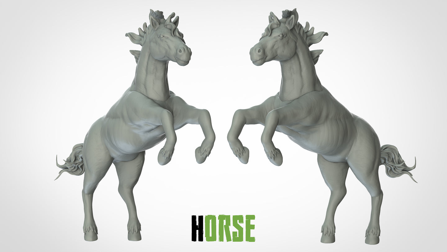 Horse - Animals - 3D IP Studios - Terrain Wargaming D&D DnD 28mm 32mm 40mm 54mm 75mm 100mm 125mm