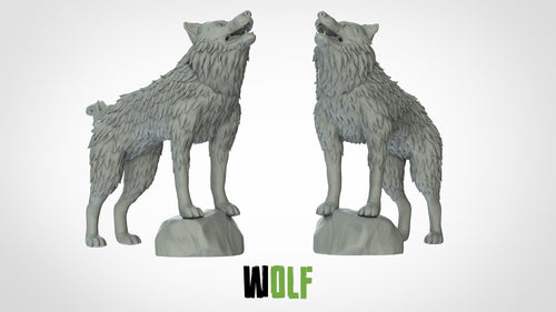 Wolf with Stone - Animals - 3D IP Studios - Terrain Wargaming D&D DnD 28mm 32mm 40mm 54mm 75mm 100mm 125mm