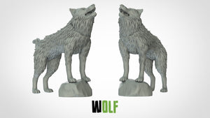 Wolf with Stone - Animals - 3D IP Studios - Terrain Wargaming D&D DnD 28mm 32mm 40mm 54mm 75mm 100mm 125mm