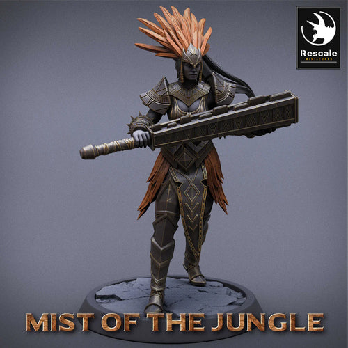 Amazon Heavy Soldier With Mace - Walk - Mist of the Jungle - Rescale Miniatures - Wargaming D&D DnD