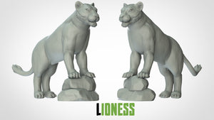 Lioness on Rocks - Animals - 3D IP Studios - Terrain Wargaming D&D DnD 28mm 32mm 40mm 54mm 75mm 100mm 125mm