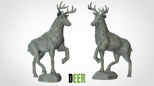 Deer on a Rock - Animals - 3D IP Studios - Terrain Wargaming D&D DnD 28mm 32mm 40mm 54mm 75mm 100mm 125mm