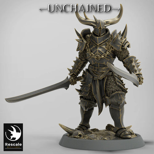Olaf's Light Soldier with Dual Swords - Stand - Unchained - Rescale Miniatures - Wargaming D&D DnD