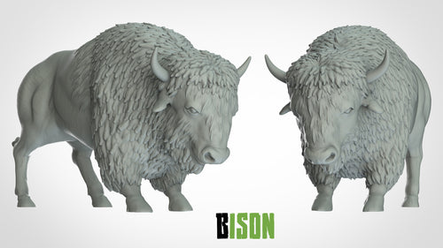 Bison - Animals - 3D IP Studios - Terrain Wargaming D&D DnD 28mm 32mm 40mm 54mm 75mm 100mm 125mm