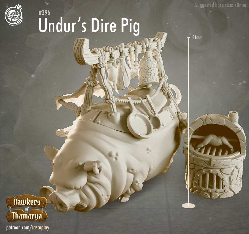 Undur's Dire Pig - Hawkers of Thamarya - CastNPlay Wargaming D&D DnD