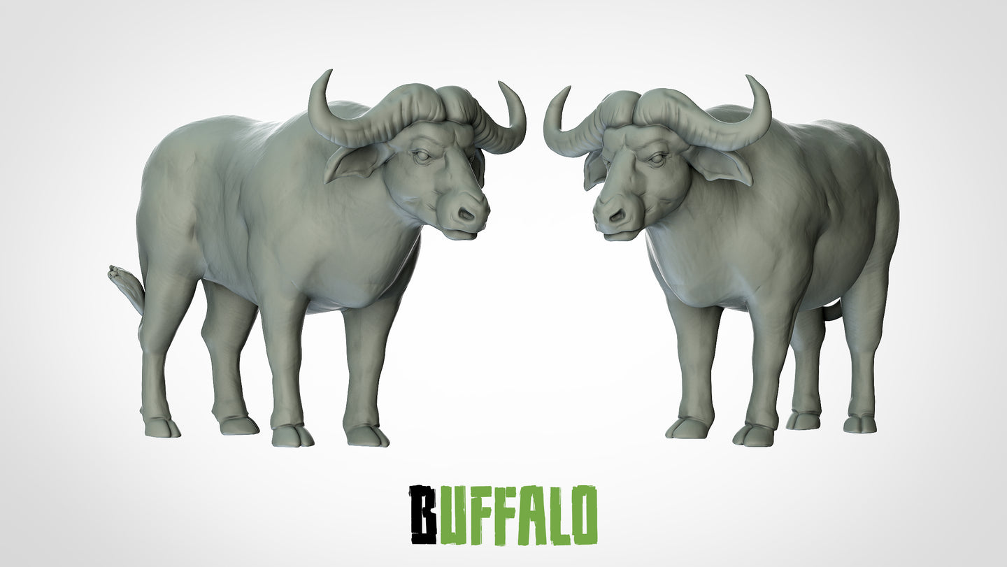 Buffalo Standing - Animals - 3D IP Studios - Terrain Wargaming D&D DnD 28mm 32mm 40mm 54mm 75mm 100mm 125mm