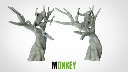 Monkey in a Tree - Animals - 3D IP Studios - Terrain Wargaming D&D DnD 28mm 32mm 40mm 54mm 75mm 100mm