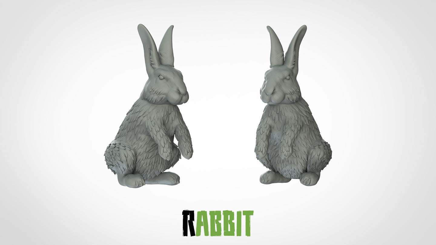 Rabbit - Animals - 3D IP Studios - Terrain Wargaming D&D DnD 28mm 32mm 40mm 54mm 75mm 100mm 125mm