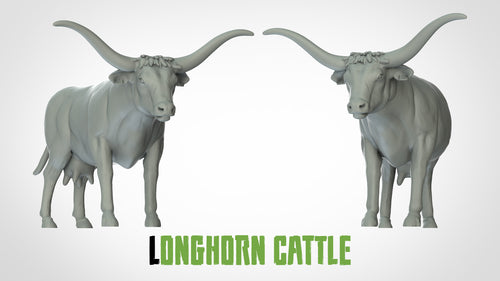 Longhorn Cattle - Animals - 3D IP Studios - Terrain Wargaming D&D DnD 28mm 32mm 40mm 54mm 75mm 100mm