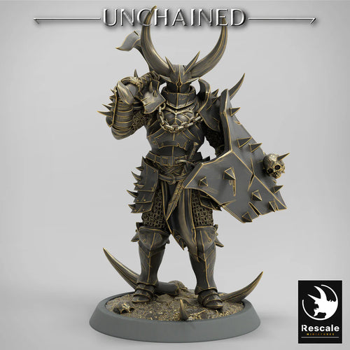 Olaf's Light Soldier with Axe and Shield - Chief - Unchained - Rescale Miniatures - Wargaming D&D DnD