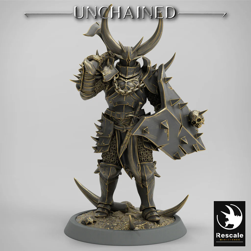 Olaf's Light Soldier with Axe and Shield - Chief - Unchained - Rescale Miniatures - Wargaming D&D DnD