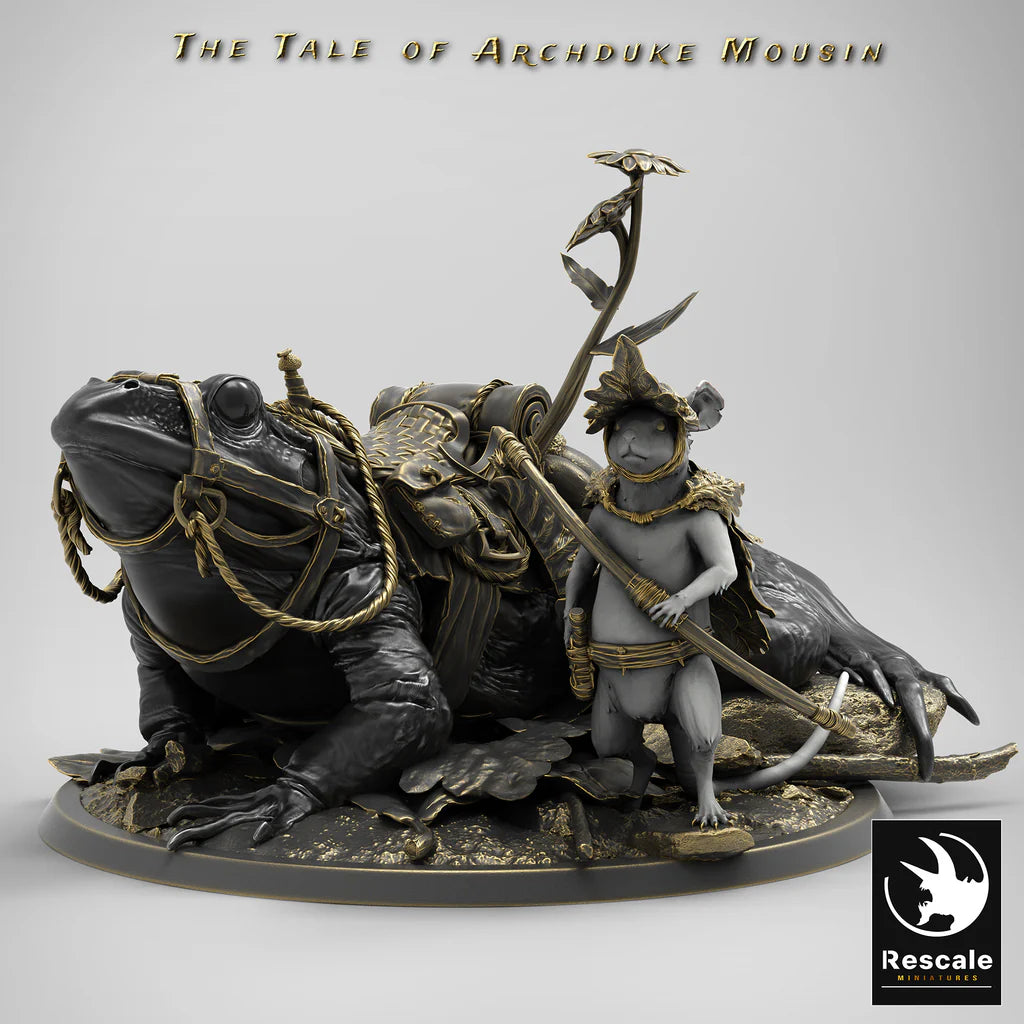 Laying Frog - With Mouse - The Tale of Archduke Mousin - Rescale Miniatures - Wargaming D&D DnD