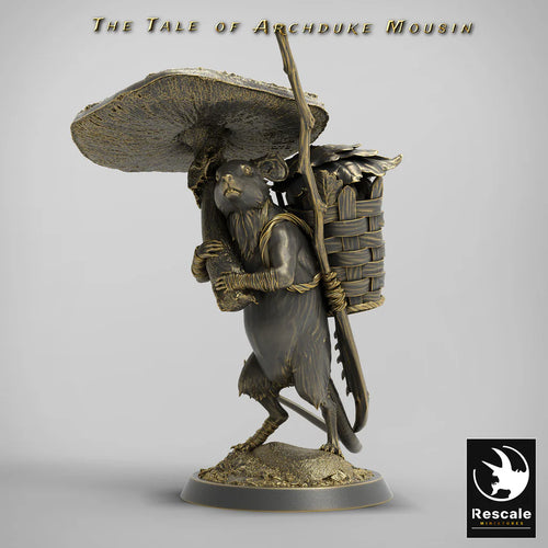 Mouse With Mushroom Umbrella - The Tale of Archduke Mousin - Rescale Miniatures - Wargaming D&D DnD