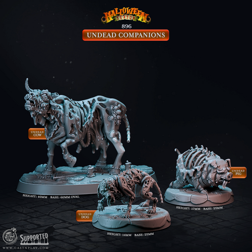 Undead Animal Companions - Halloween Season - CastNPlay - Terrain Wargaming D&D DnD 28mm 32mm 40mm 54mm