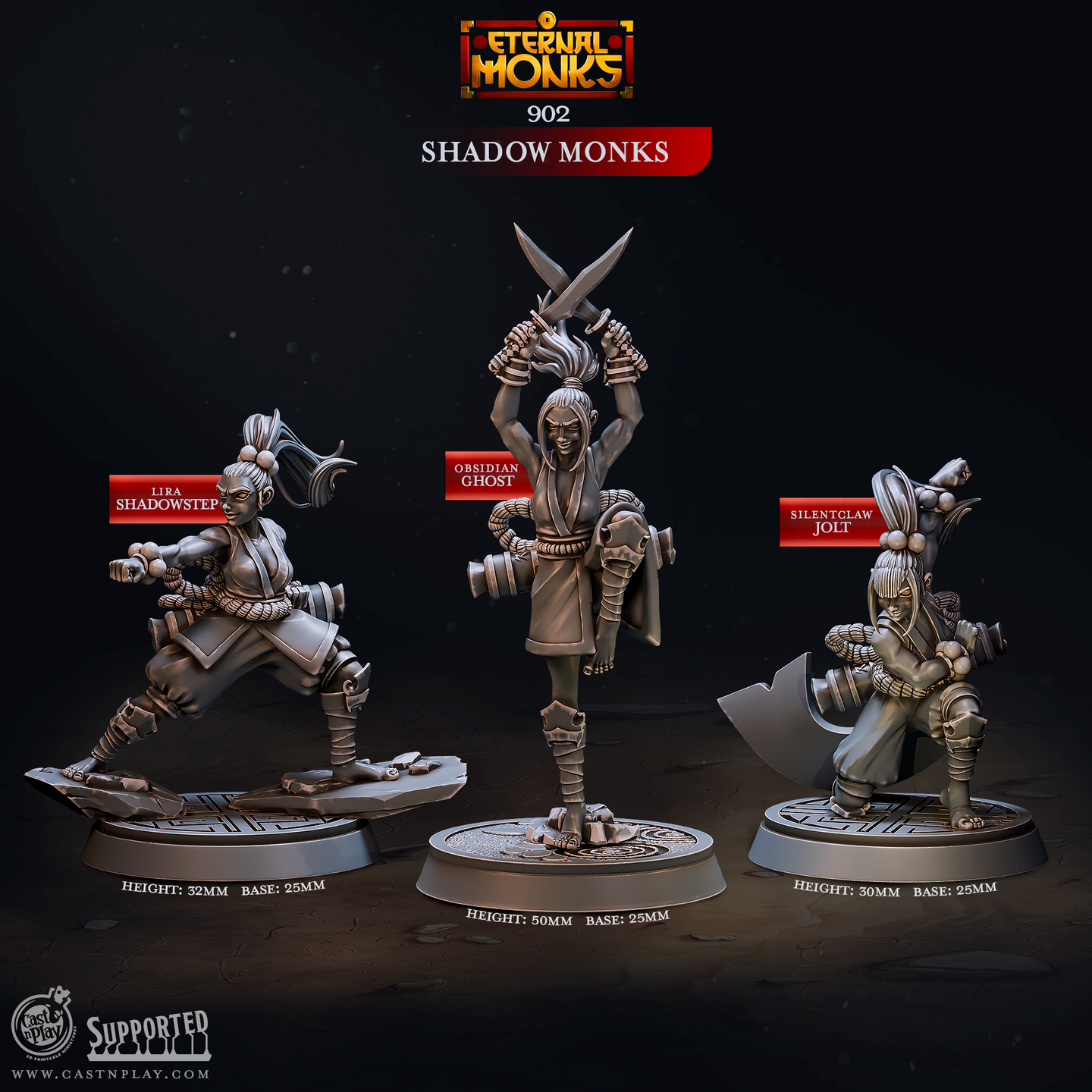 Shadow Monks - Eternal Monks - CastNPlay - Terrain Wargaming D&D DnD 28mm 32mm 40mm 54mm