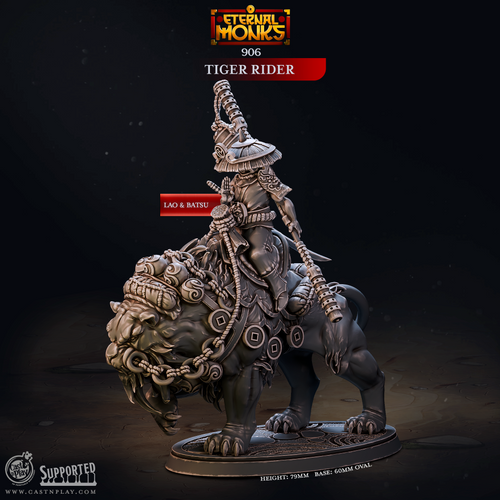 Tiger Rider - Eternal Monks - CastNPlay - Terrain Wargaming D&D DnD 28mm 32mm 40mm 54mm