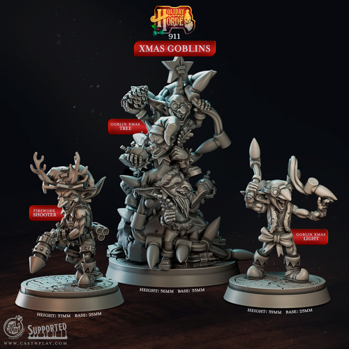 Xmas Goblins - Holiday Horde - CastNPlay - Terrain Wargaming D&D DnD 28mm 32mm 40mm 54mm