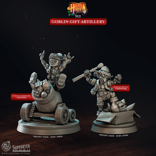 Goblin Gift Artillery - Holiday Horde - CastNPlay - Terrain Wargaming D&D DnD 28mm 32mm 40mm 54mm