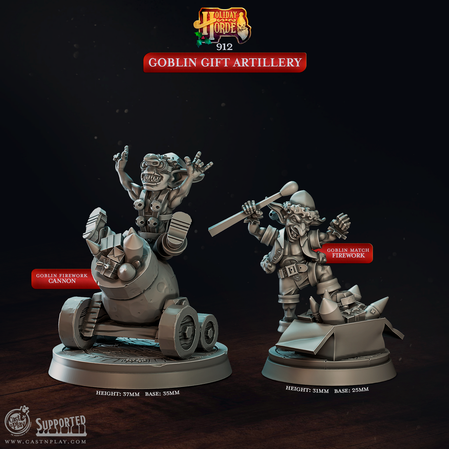 Goblin Gift Artillery - Holiday Horde - CastNPlay - Terrain Wargaming D&D DnD 28mm 32mm 40mm 54mm