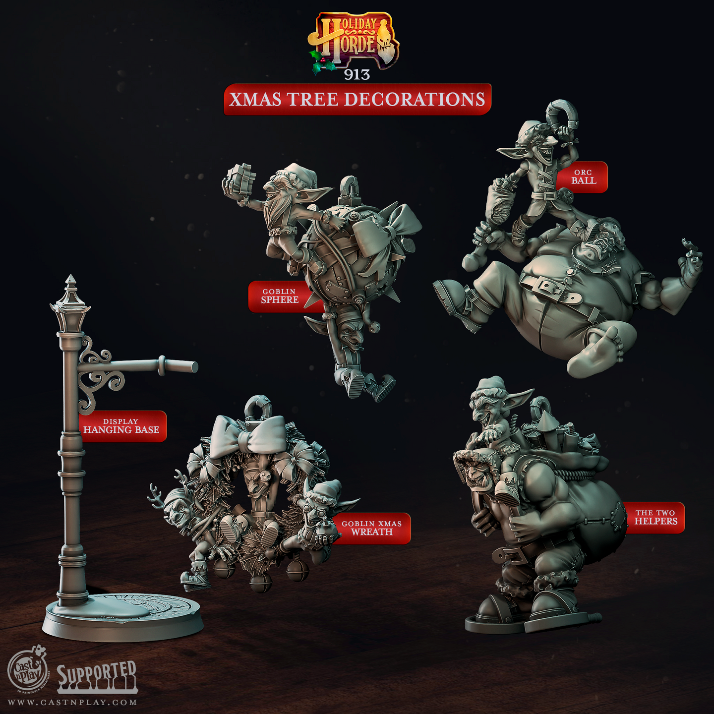 Xmas Tree Decorations - Holiday Horde - CastNPlay - Terrain Wargaming D&D DnD 28mm 32mm 40mm 54mm (Copy)