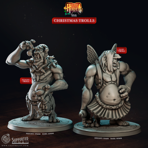 Christmas Trolls - Holiday Horde - CastNPlay - Terrain Wargaming D&D DnD 28mm 32mm 40mm 54mm