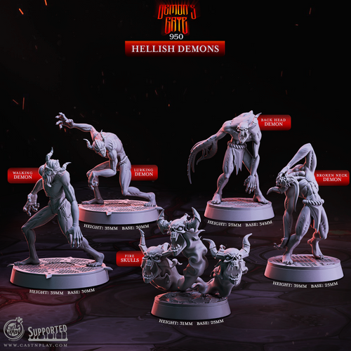 Hellish Demons - Demon's Gate - CastNPlay - Terrain Wargaming D&D DnD 28mm 32mm 40mm 54mm