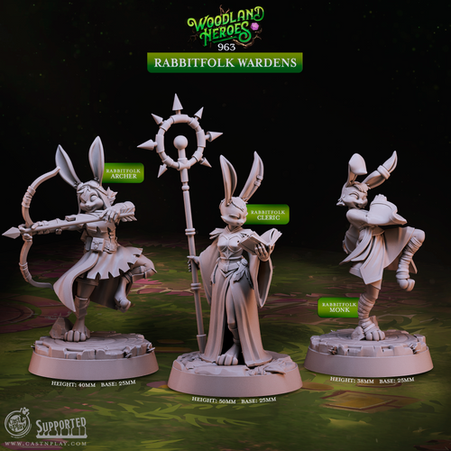 Rabbitfolk Wardens - Woodland Heroes - CastNPlay - Terrain Wargaming D&D DnD 28mm 32mm 40mm 54mm