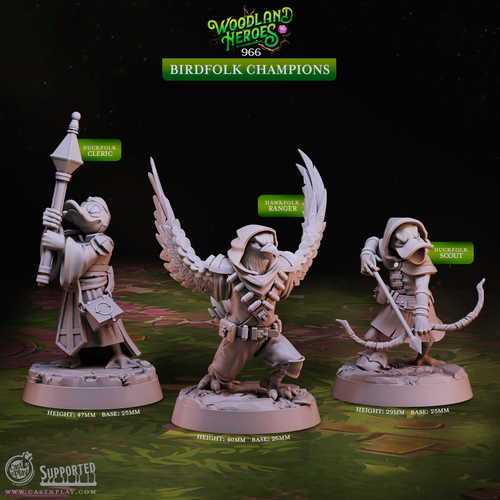 Birdfolk Champions - Woodland Heroes - CastNPlay - Terrain Wargaming D&D DnD 28mm 32mm 40mm 54mm