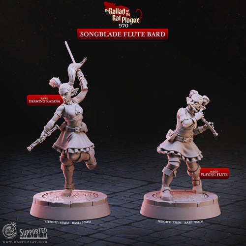 Songblade Flute Bard - The Ballad of the Rat Plague - CastNPlay - Terrain Wargaming D&D DnD 28mm 32mm 40mm 54mm