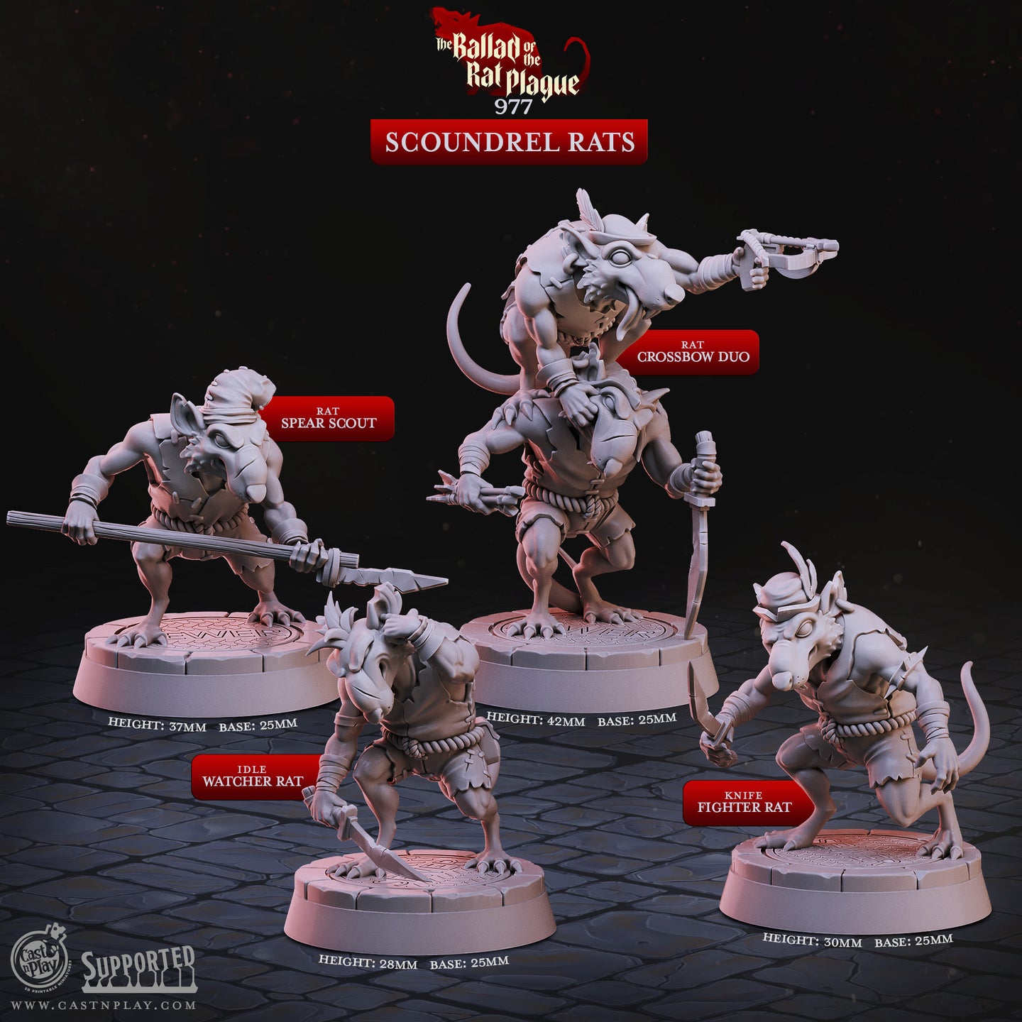Scoundrel Rats - The Ballad of the Rat Plague - CastNPlay - Terrain Wargaming D&D DnD 28mm 32mm 40mm 54mm