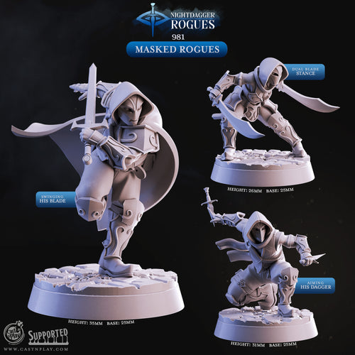 Masked Rogues - Nightdagger Rogues - CastNPlay - Terrain Wargaming D&D DnD 28mm 32mm 40mm 54mm