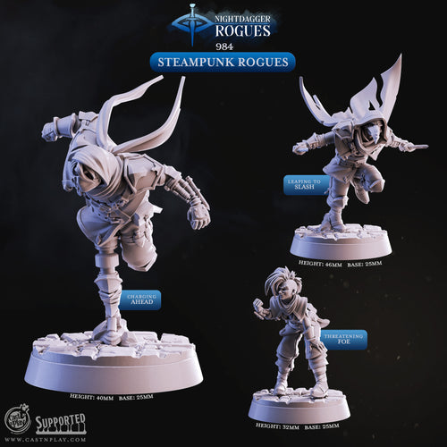 Steampunk Rogues - Nightdagger Rogues - CastNPlay - Terrain Wargaming D&D DnD 28mm 32mm 40mm 54mm
