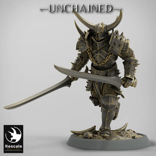 Olaf's Light Soldier with Dual Swords - Run - Unchained - Rescale Miniatures - Wargaming D&D DnD