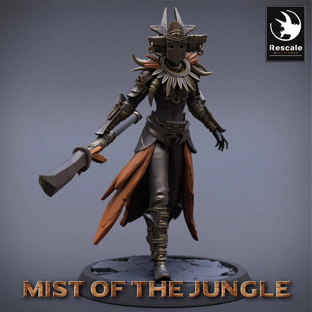 Amazon Light Soldier With Spear - Walk - Mist of the Jungle - Rescale Miniatures - Wargaming D&D DnD