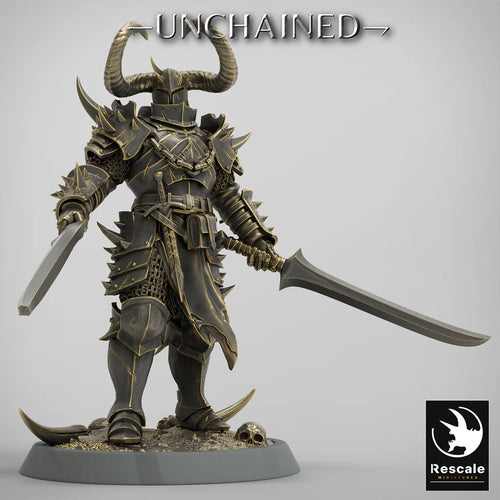 Olaf's Light Soldier with Dual Swords - Chief - Unchained - Rescale Miniatures - Wargaming D&D DnD
