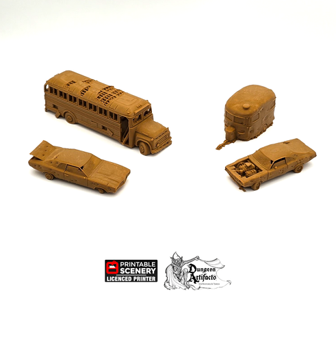 Abandoned Vehicle Set - Brave New Worlds - Printable Scenery Wasteworld Gaslands Terrain Scatter D&D DnD