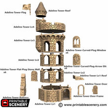 Load image into Gallery viewer, Adeline Tower - Kingdoms of Throne and Ash - Printable Scenery - Terrain, Wargaming, D&amp;D, DnD