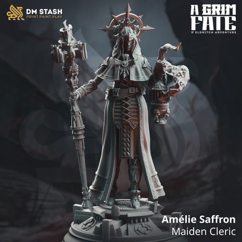 Amélie Saffron Maiden Cleric - A Grim Fate  - DM Stash - Wargaming D&D DnD, 28mm, 32mm, 40mm, 54mm, 75mm, 100mm, 125mm